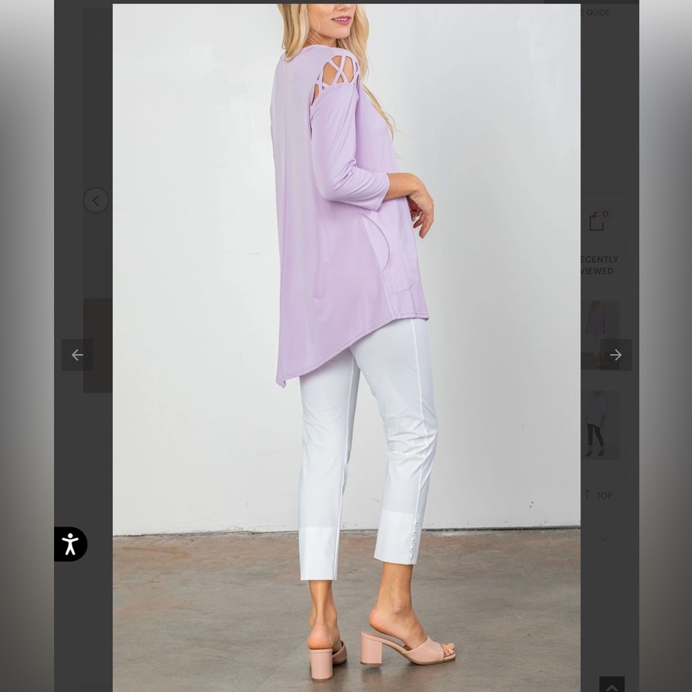 IC Collection Lavendar Criss Cross Cold Shoulder Tunic   Medium